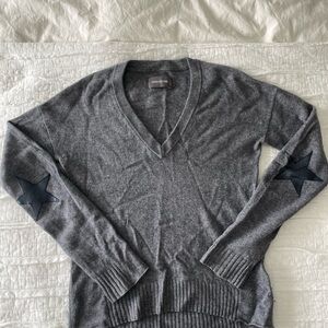 Zadig & Voltaire Gray V-Neck Sweater with Black Star Patches